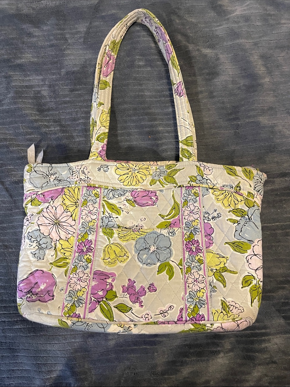 Vera Bradley Quilted Floral Tote in Pastel Pink, Blue & Green